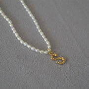 Rice Pearl Fashion Simple Letter Pendant Necklace – Jewelry Gift Ideas — 16