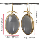 Fashion Vintage Gray Stone Oval Pendant Ear Hook – Jewelry Gift Ideas — 4
