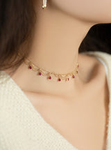 Gold-plated Lace Tassel Imitation Ruby Vintage – Jewelry Gift Ideas — 7