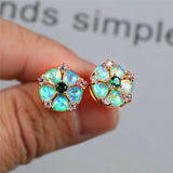 Hot Selling Platinum Opal Diamond Flower Stud Earrings – Gifts for Her — 2