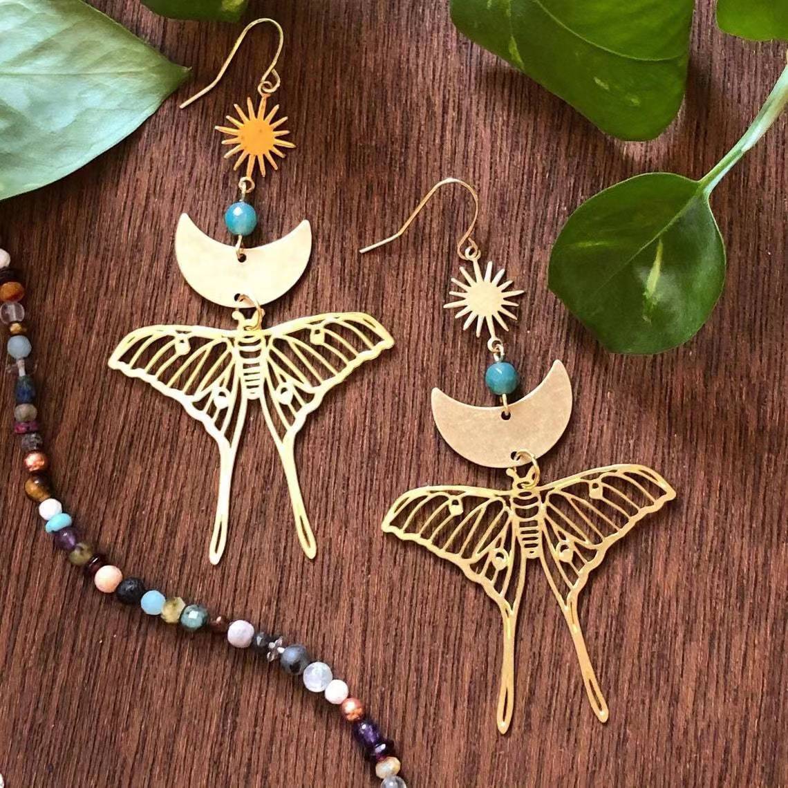 Fashion Exaggerated Moon Butterfly Metal Earrings – Stylish Gifts — 1