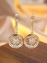 Round White Diamond Sunflower Earrings For Women – Gifts for Her — 6