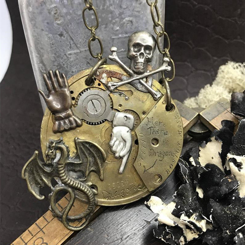 Skull Magic Sword Dragon Pendant Vintage – Jewelry Gift Ideas — 1