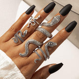 Snake Pattern Ring Punk 4-piece Ring Set – Useful Gifts — 5