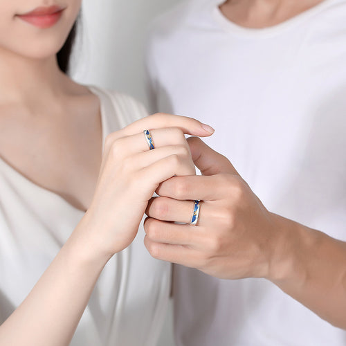 Blue Starry Sky Couple Ring Male And Female Pair – Stylish Gifts — 1