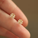 Diamond Zircon Cross Small Flower Earrings – Special Occasion Gifts — 2