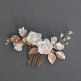 Design Ceramic White Flower Hair Comb Earrings – Beauty Gifts — 4