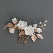 Design Ceramic White Flower Hair Comb Earrings – Beauty Gifts — 4