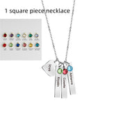 Birthday Stone Peach Heart Square Necklace – Jewelry Gift Ideas — 9