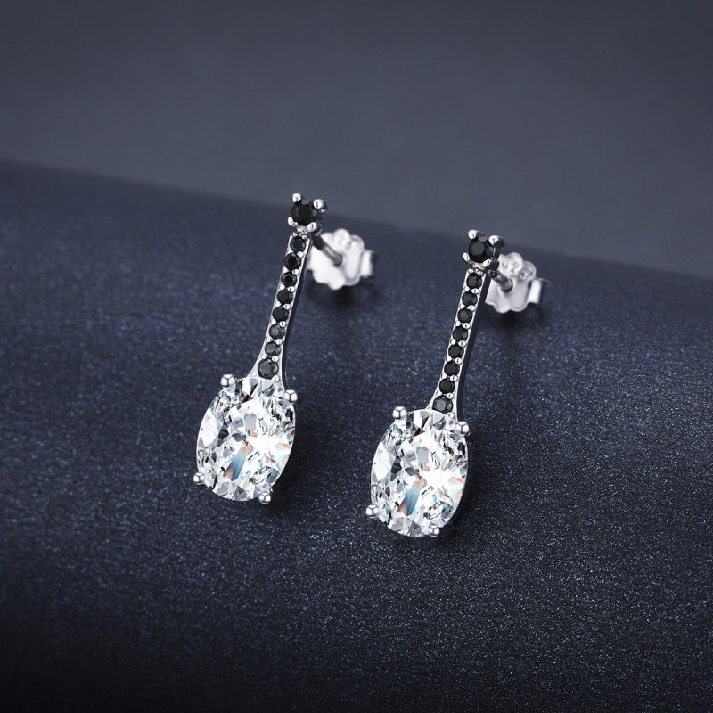 All-match Oval Zircon Copper-plated Earrings – Small Gift Ideas — 1