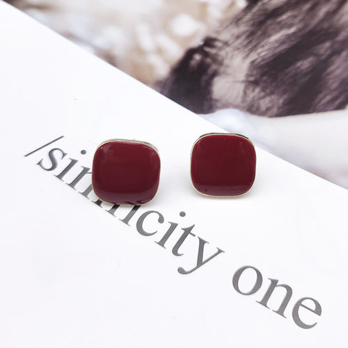 925 Silver Needle Square Simple Color Stud Earrings – Gifts for Her — 2
