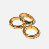 18K Gold Stainless Steel Retro Micro Set Ring – Small Gift Ideas — 5