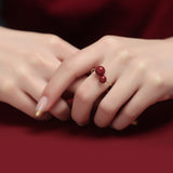 Women's S925 Sterling Silver Cinnabar Ring Niche – Gifts for Her — 8