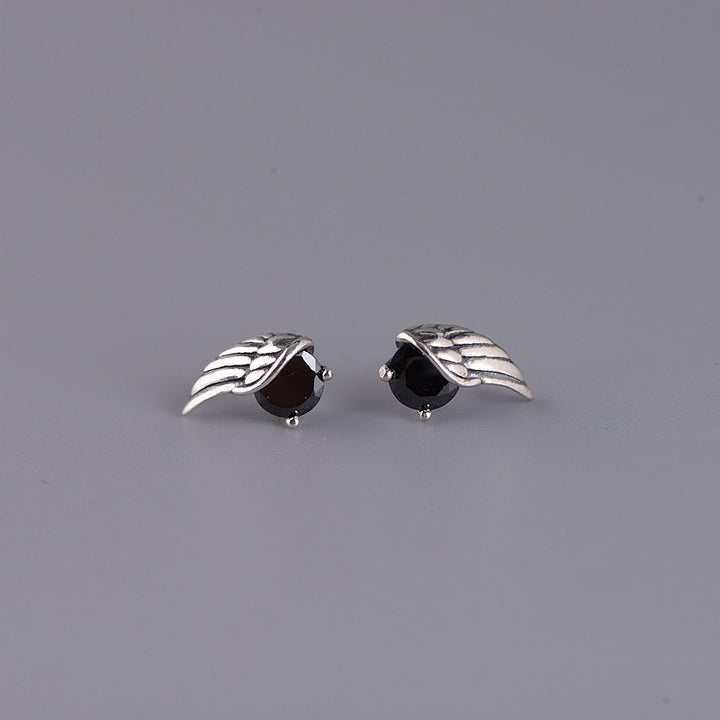 S925 Silver Retro Unisex Fashion Angel Wings Stud – Stylish Gifts — 1