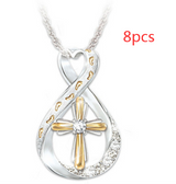 Cross Footprint Diamond Pendant Two Tone – Jewelry Gift Ideas — 12