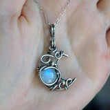 Simian Moonstone Necklace Wire Cutout Moon – Jewelry Gift Ideas — 2