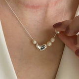 Sweet Loving Heart Pearl Necklace Women's Fashion – Jewelry Gift Ideas — 5