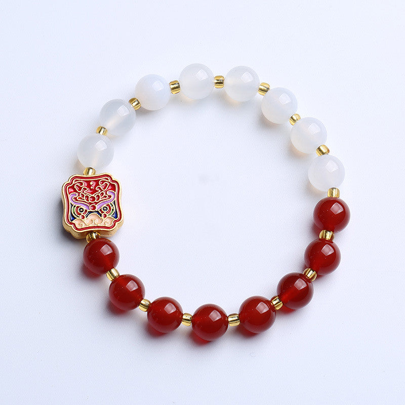 Women's Natural Double Spell Red White Agate Year – Jewelry Gift Ideas — 1