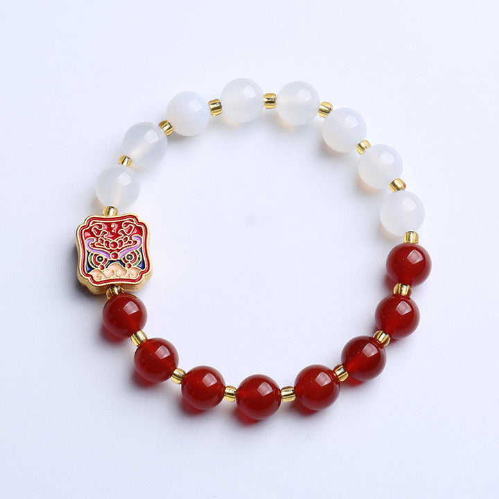 Women's Natural Double Spell Red White Agate Year – Jewelry Gift Ideas — 1