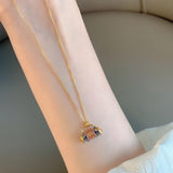 Gold Enamel Safety Lock Necklace – Jewelry Gift Ideas — 3