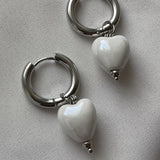 Sweet White Ceramic Love Pendant Earrings – Jewelry Gift Ideas — 4