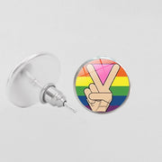 LGBT Pride Round Glass Stud Earrings Gay Lesbian – Stylish Gifts — 19
