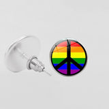 LGBT Pride Round Glass Stud Earrings Gay Lesbian – Stylish Gifts — 4