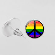 LGBT Pride Round Glass Stud Earrings Gay Lesbian – Stylish Gifts — 4