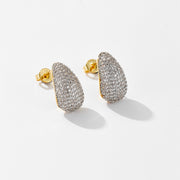 Copper Inlaid With Zircon Hollow Water Drop Ear Studs – Birthday Gifts — 6