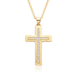 Ornament Copper Inlaid Zircon Cross Necklace Men – Jewelry Gift Ideas — 12