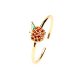 Cute Fruit Zircon Copper Ring Simple – Meaningful Gifts — 4