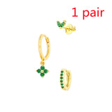 Women's Floral Clover Stacked Earrings Set – Gifts for Her — 9