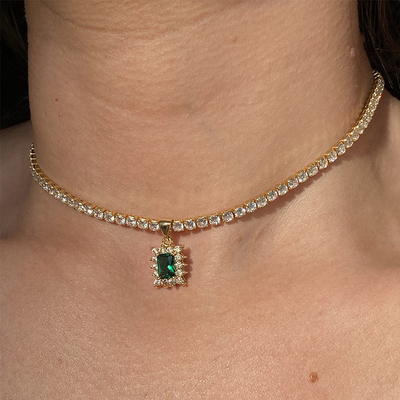 Square Gem Unique Rhinestone Necklace Female – Jewelry Gift Ideas — 1