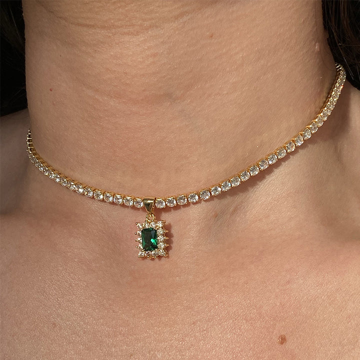 Square Gem Unique Rhinestone Necklace Female – Jewelry Gift Ideas — 1