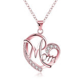 Rhinestone Letter Mom Heart Pendant Necklaces – Gifts for Her — 2
