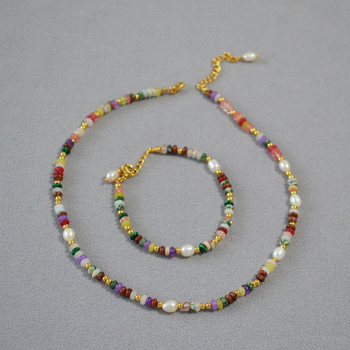 Natural Colored Stone Beaded Necklace – Jewelry Gift Ideas — 1