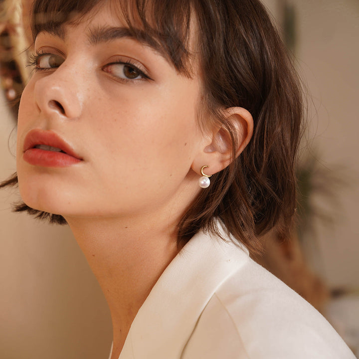 Sterling Silver Moon Natural Pearl Earrings – Unique Gift Ideas — 1