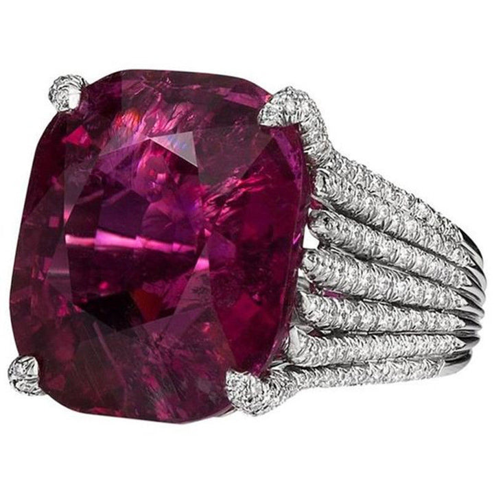 Luxury Ruby Women's Ring Geometric Full Diamond – Gifts for Her — 1