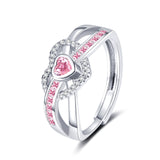 Pink Loving Heart Zircon Ring Women's High Sense – Jewelry Gift Ideas — 8