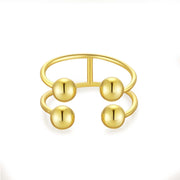 S925 Silver Four-ball Gold U-shaped Adjustable – Holiday Gift Ideas — 6