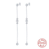 Sterling Silver Tassel Chain Diamond Earrings – Practical Gifts — 5
