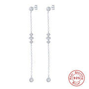 Sterling Silver Tassel Chain Diamond Earrings – Practical Gifts — 5