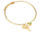 Palm Tree Birthstone Anklet Paperclip Chain – Jewelry Gift Ideas — 4