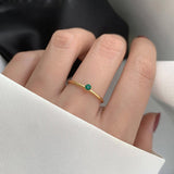 Women's Dark Green Single Diamond Titanium Steel Ring – Gifts for Her — 1