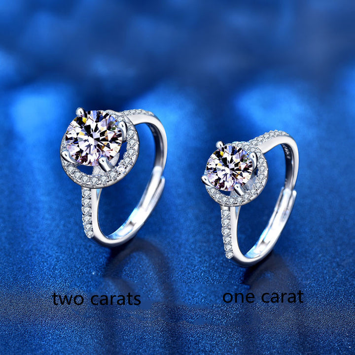 Women's Moissanite Sterling Silver Ring With Four – Gifts for Her — 1