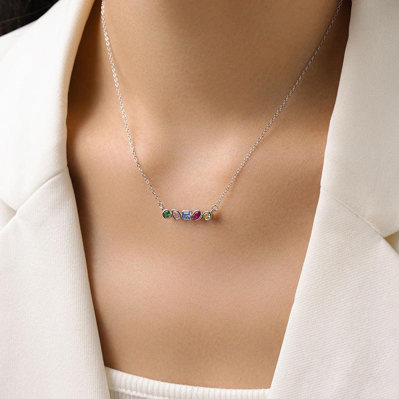 S925 Silver Rainbow Zircon Geometric Design – Jewelry Gift Ideas — 1