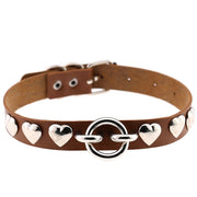 Women's Bar Hip-hop Heart Rivet Round Ring Leather – Gifts for Her — 17