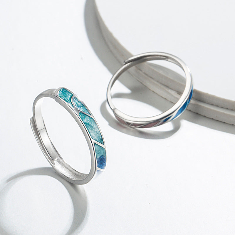 Qin Se He Couple Rings A Pair Of Sterling Silver – Gifts for Couples — 1