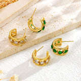 Peach Heart Zircon C- Shaped Earrings Women's – Jewelry Gift Ideas — 2