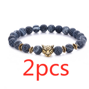 Agate Alloy Leopard head beaded bracelet – Jewelry Gift Ideas — 6